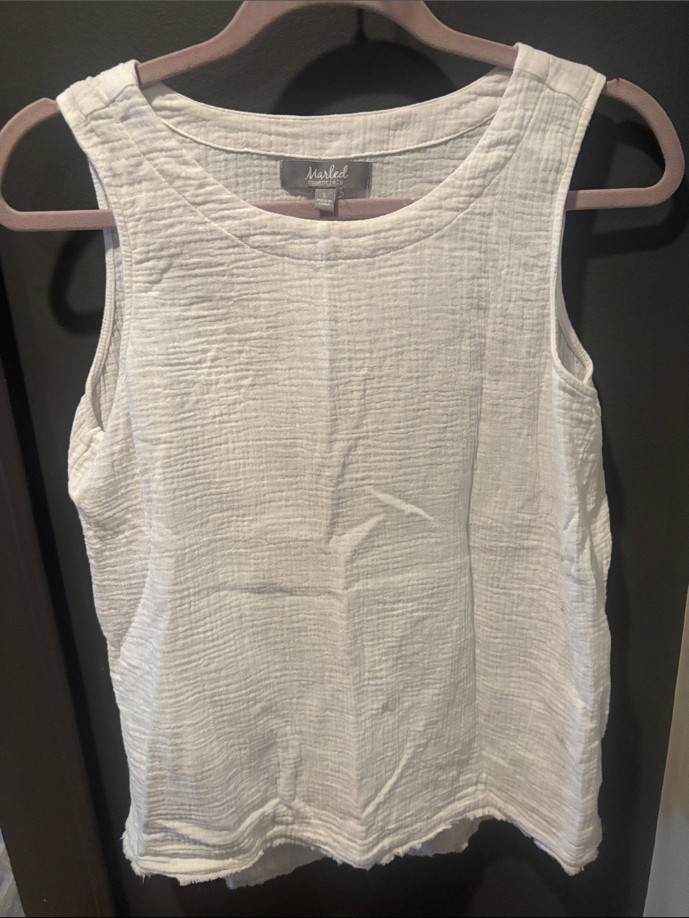 Marled Cream Textured Sleeveless Tank